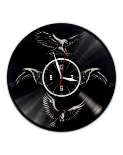 Часы из виниловой пластинки c VinylLab Орлы с серебряной подложкой (c) vinyllab