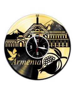 Часы из виниловой пластинки c VinylLab Армения с золотой подложкой (c) vinyllab