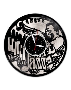 Часы из виниловой пластинки c VinylLab Jazz с серебряной подложкой (c) vinyllab