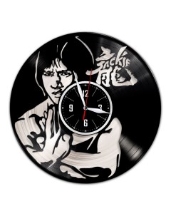 Часы из виниловой пластинки c VinylLab Джеки Чан с серебряной подложкой (c) vinyllab