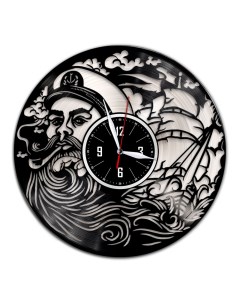 Часы из виниловой пластинки c VinylLab Капитан корабля с серебряной подложкой (c) vinyllab