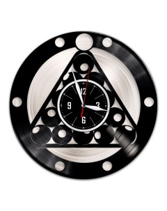 Часы из виниловой пластинки c VinylLab Бильярд с серебряной подложкой (c) vinyllab
