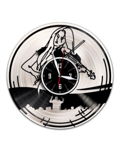 Часы из виниловой пластинки c VinylLab Скрипач с серебряной подложкой (c) vinyllab