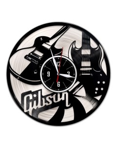 Часы из виниловой пластинки c VinylLab Gibson с серебряной подложкой (c) vinyllab