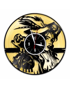 Часы из виниловой пластинки c VinylLab Пиратка с золотой подложкой (c) vinyllab