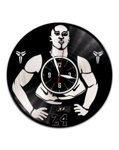 Часы из виниловой пластинки c VinylLab Коби Брайант с серебряной подложкой (c) vinyllab