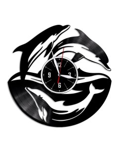 Часы из виниловой пластинки c VinylLab Дельфины (c) vinyllab