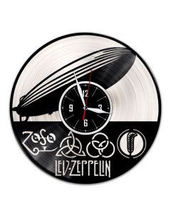 Часы из виниловой пластинки c VinylLab Led Zeppelin с серебряной подложкой (c) vinyllab