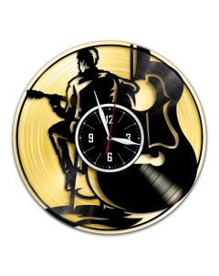 Часы из виниловой пластинки c VinylLab Гитарист с золотой подложкой (c) vinyllab