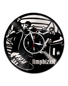 Часы из виниловой пластинки c VinylLab Limp Bizkit с серебряной подложкой (c) vinyllab