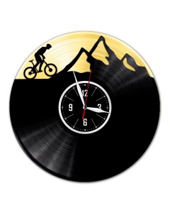Часы из виниловой пластинки c VinylLab Горный велоспорт с золотой подложкой (c) vinyllab