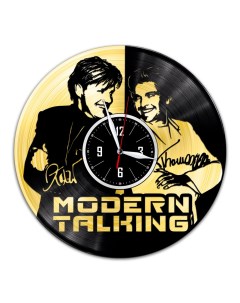Часы из виниловой пластинки c VinylLab Modern Talking с золотой подложкой (c) vinyllab