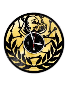 Часы из виниловой пластинки c VinylLab Собака с золотой подложкой (c) vinyllab