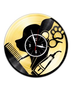 Часы из виниловой пластинки c VinylLab Груминг с золотой подложкой (c) vinyllab