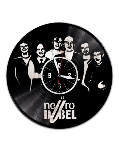Часы из виниловой пластинки c VinylLab Нейро Дюбель с серебряной подложкой (c) vinyllab