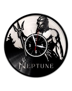 Часы из виниловой пластинки c VinylLab Нептун с серебряной подложкой (c) vinyllab