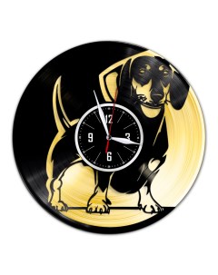 Часы из виниловой пластинки c VinylLab Такса 3 с золотой подложкой (c) vinyllab