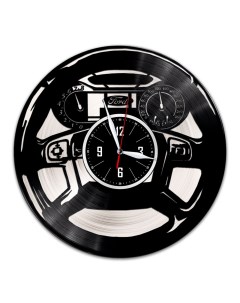 Часы из виниловой пластинки c VinylLab Руль с серебряной подложкой (c) vinyllab