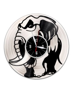 Часы из виниловой пластинки c VinylLab Слон с серебряной подложкой (c) vinyllab
