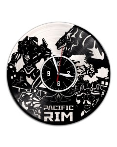 Часы из виниловой пластинки c VinylLab Тихоокеанский рубеж с серебряной подложкой (c) vinyllab