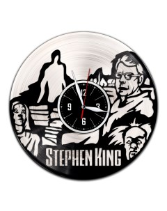 Часы из виниловой пластинки c VinylLab Стивен Кинг с серебряной подложкой (c) vinyllab