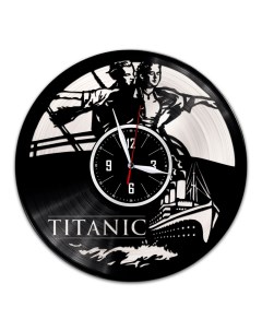 Часы из виниловой пластинки c VinylLab Титаник с серебряной подложкой (c) vinyllab