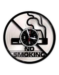 Часы из виниловой пластинки c VinylLab No Smoking с серебряной подложкой (c) vinyllab