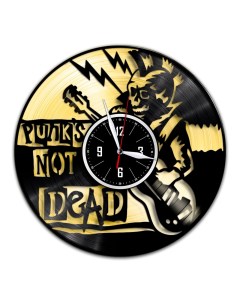 Часы из виниловой пластинки c VinylLab Punks Not Dead с золотой подложкой (c) vinyllab