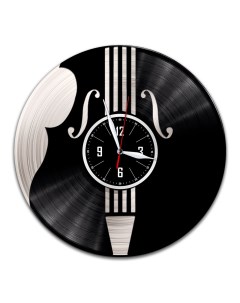 Часы из виниловой пластинки c VinylLab Виолончель с серебряной подложкой (c) vinyllab