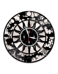 Часы из виниловой пластинки c VinylLab Фазы луны с серебряной подложкой (c) vinyllab