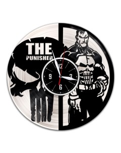 Часы из виниловой пластинки c VinylLab The Punisher с серебряной подложкой (c) vinyllab
