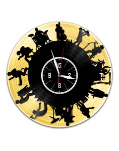 Часы из виниловой пластинки c VinylLab Музыканты с золотой подложкой (c) vinyllab