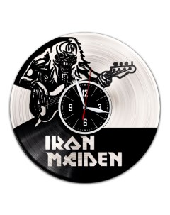 Часы из виниловой пластинки c VinylLab Iron Maiden с серебряной подложкой (c) vinyllab