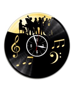 Часы из виниловой пластинки c VinylLab Оркестр с золотой подложкой (c) vinyllab