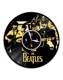 Часы из виниловой пластинки c VinylLab Thе Beatles с золотой подложкой (c) vinyllab