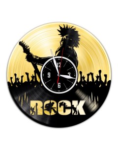 Часы из виниловой пластинки c VinylLab Rock с золотой подложкой (c) vinyllab