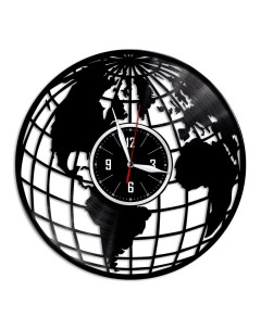 Часы из виниловой пластинки c VinylLab Земной шар (c) vinyllab