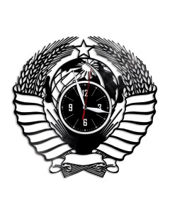 Часы из виниловой пластинки c VinylLab герб ссср (c) vinyllab