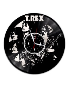 Часы из виниловой пластинки c VinylLab T Rex с серебряной подложкой (c) vinyllab