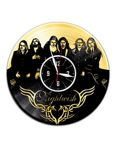 Часы из виниловой пластинки c VinylLab Nightwish с золотой подложкой (c) vinyllab