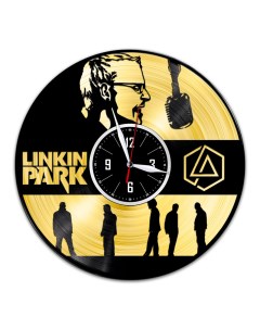 Часы из виниловой пластинки c VinylLab Linkin Park с золотой подложкой (c) vinyllab