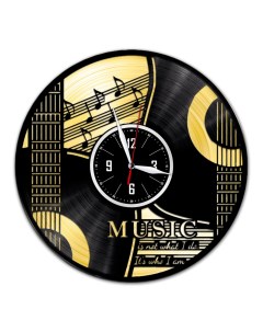 Часы из виниловой пластинки c VinylLab Гитара с золотой подложкой (c) vinyllab