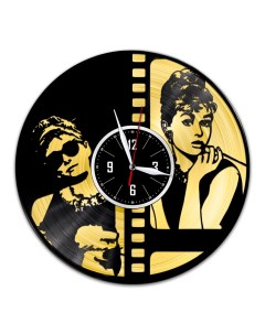 Часы из виниловой пластинки c VinylLab Одри Хепберн с золотой подложкой (c) vinyllab