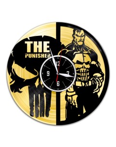 Часы из виниловой пластинки c VinylLab The Punisher с золотой подложкой (c) vinyllab