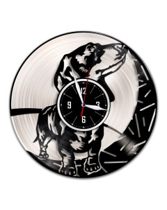 Часы из виниловой пластинки c VinylLab Такса с серебряной подложкой (c) vinyllab