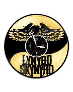 Часы из виниловой пластинки c VinylLab Lynyrd Skynyrd с золотой подложкой (c) vinyllab