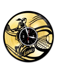 Часы из виниловой пластинки c VinylLab Теннис с золотой подложкой (c) vinyllab