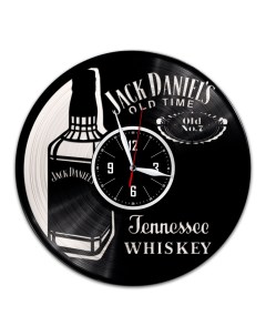 Часы из виниловой пластинки c VinylLab Jack Daniels с серебряной подложкой (c) vinyllab