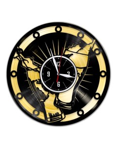 Часы из виниловой пластинки c VinylLab Бокалы пива с золотой подложкой (c) vinyllab