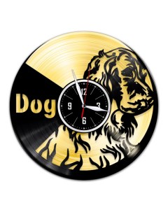 Часы из виниловой пластинки c VinylLab Сеттер с золотой подложкой (c) vinyllab